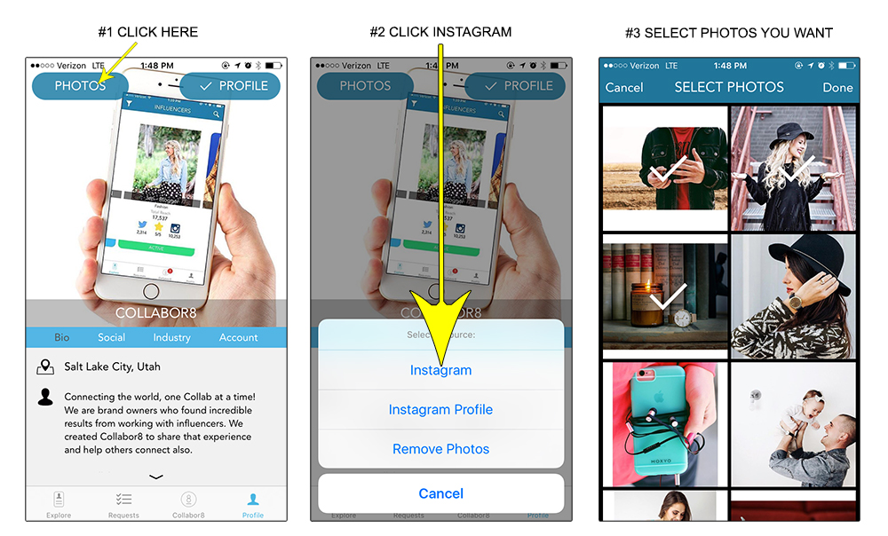 Add Photos to your Collabor8 Profile